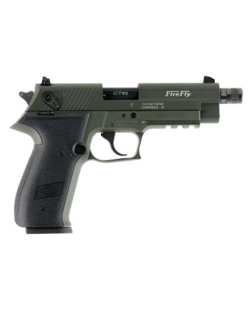 GSG GERG2210TFFG FireFly22 LR 10+1 4.90" Black Steel/Threaded Barrel, Green Serrated Slide &amp; Zinc Alloy w/Accessory Rail Frame, Black Polymer Grip