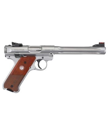 Ruger 40118 Mark IV Hunter 22 LR 10+1 6.88" Satin Stainless Fluted Bull Barrel, Satin Stainless Steel Frame, Drilled &amp; Tapped Receiver, Checkered Laminate Grip, Right Hand