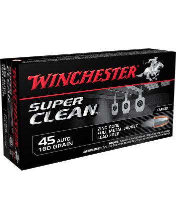 Winchester Ammo W45LF Super Clean45ACP 160gr Lead Free Full Metal Jacket 50 Per Box/10 Case