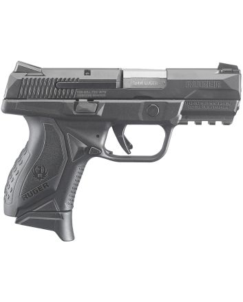 Ruger 8635 AmericanCompact Frame 9mm Luger 17+1 3.55" Stainless Steel Barrel, Black Nitride Serrated Stainless Steel Slide, Black Polymer Frame w/Picatinny Rail, Textured Wraparound Grip, Right Hand