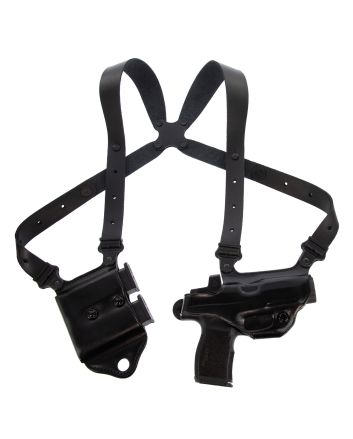 Galco MCII224B Miami Classic II Shoulder System Size Fits Chest Up To 56" Black Leather Compatible w/Glock 17 Gen1-5/19 Gen1-5/22 Gen2-5 Right Hand