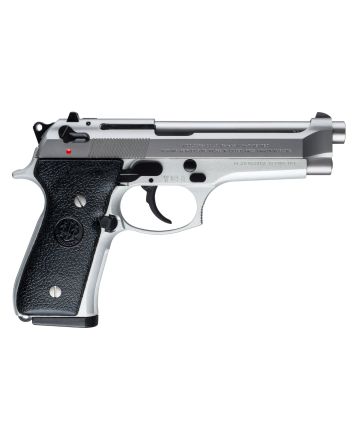 Beretta USA JS92F520M 92FS Inox Full Size 9mm Luger 15+1 4.90" Satin Stainless Barrel, Serrated Slide &amp; Alloy Frame, Black Stippled Rubber Grips