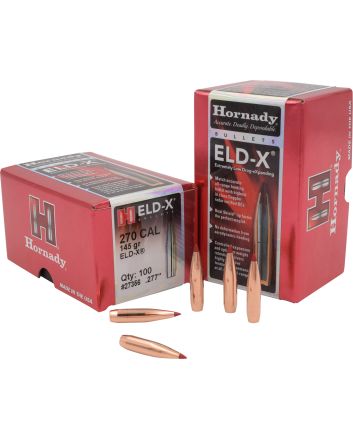 Hornady 27356 ELD-X270 Cal .277 145 gr Extremely Low Drag eXpanding 100 Per Box/ 15 Case