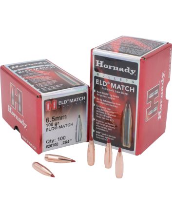 Hornady 26100 ELD Match6.5mm .264 100 gr Extremely Low Drag Match 100 Per Box/ 25 Case