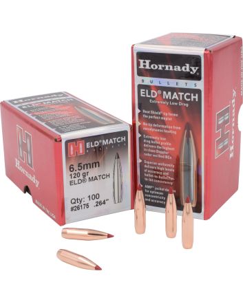 Hornady 26175 ELD Match6.5mm .264 120 gr Extremely Low Drag Match 100 Per Box/ 25 Case