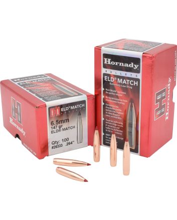 Hornady 26333 ELD Match6.5mm .264 147 gr Extremely Low Drag Match 100 Per Box/ 15 Case