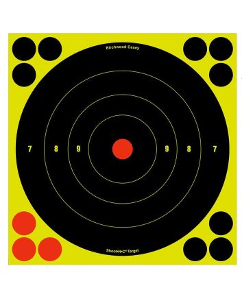 Birchwood Casey 34805 Shoot-N-C Reactive Target Self-Adhesive Paper Black/Yellow/Red 8" Bullseye 6 Pack