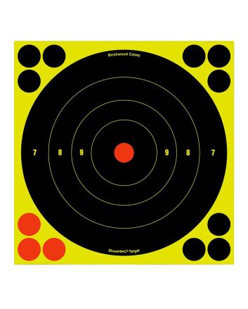 Birchwood Casey 34825 Shoot-N-C Reactive Target Self-Adhesive Paper Black/Yellow/Red 8" Bullseye 30 Pack