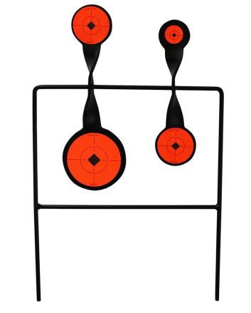 Birchwood Casey 46422 World of Targets Duplex Rimfire Pistol/Rifle AR500 Steel Black/Orange Bullseye Illustration Impact Enhancement Motion