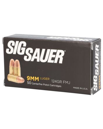 Sig Sauer E9MMB250 Elite Ball9mmLuger 124gr Full Metal Jacket 50 Per Box/20 Case