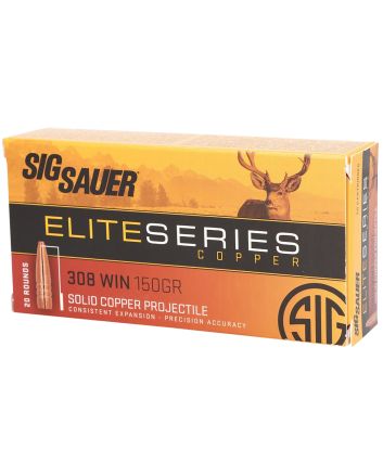 Sig Sauer E308H120 Elite Copper Hunting308Win 150gr Copper Solid 20 Per Box/10 Case