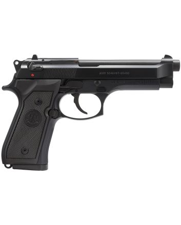 Beretta USA J92M9A0M M9Full Size Frame 9mm Luger 15+1, 4.90" Steel Barrel, Black Bruniton Serrated Steel Slide &amp; Aluminum Frame w/Beavertail, Ambidextrous