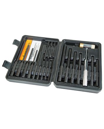 Wheeler 110128 Master Roll Pin Punch Set Steel Universal Knurled Handle 19 Pieces