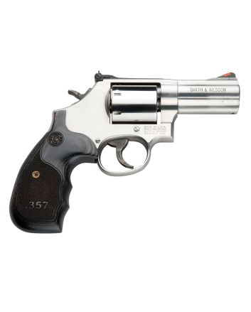 Smith &amp; Wesson 150853 Model 686 Plus 357 Mag 7rd Shot 3" Satin Stainless Steel Barrel, Cylinder &amp; Frame, Black/Silver Custom Wood Grip