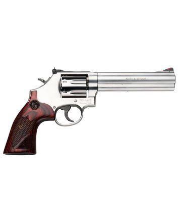 Smith &amp; Wesson 150712 Model 686 Plus Deluxe 357 Mag or 38 S&amp;W Spl +P Stainless Steel 6" Barrel, 7rd Cylinder, Satin Stainless Steel L-Frame, Textured Wood Grip, Internal Lock