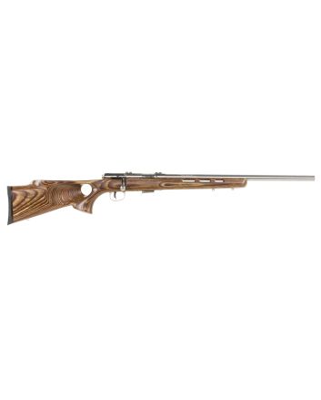 Savage Arms 96200 93R17 BTVSS Full Size 17 HMR 5+1 21" Satin Heavy Button Rifled Barrel, Satin Drilled &amp; Tapped Stainless Steel Receiver, Natural Brown Thumbhole Laminate Stock, Right Hand