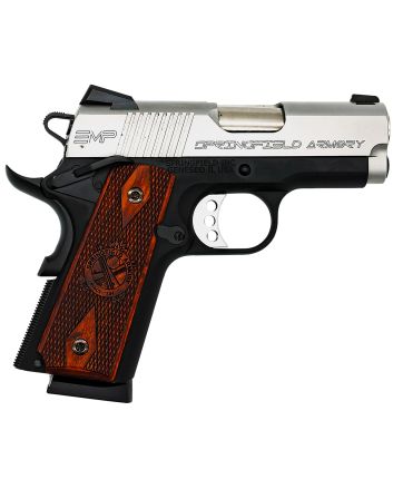 Springfield Armory PI9209LCA 1911 EMP *CA Compliant 9mm Luger 3" 9+1 Black Hardcoat Anodized Stainless Steel Slide Crossed Cannon Cocobolo Grip
