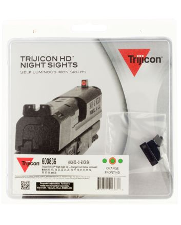 Trijicon 600836 HD XR Night SightsGreen/Tritium Orange Outline Front Sight-Green Tritium Black Outline Rear Sight Glock 17/17L/19/22 Standard Frame