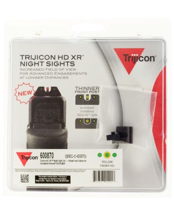 Trijicon 600870 HD XR Night SightsGreen/Tritium Yellow Outline Front Sight-Green Tritium Black Outline Rear Sight Springfield Armory XD/XD-M/XD Mod.2