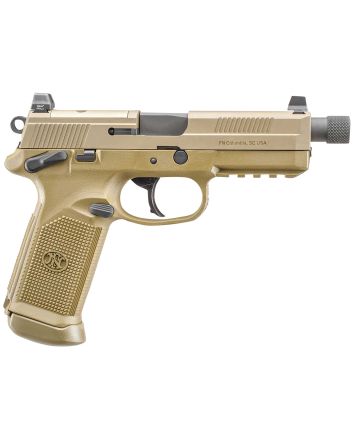 FN 66982 FNX Tactical 45 ACP 10+1 5.30" Black Steel Threaded Barrel, Flat Dark Earth Optic Cut/Serrated Steel Slide &amp; Polymer Frame w/Picatinny Rail, FDE Interchangeable Backstrap Grip, Ambidextrous