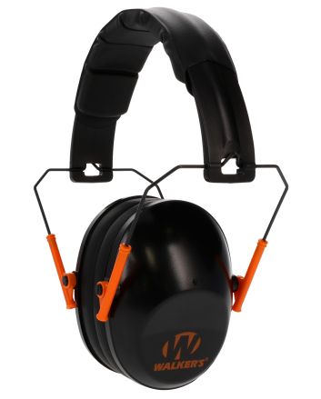 Walker's GWPFPM1BKO Pro Low Profile Passive Muff 22 dB Over the Head Black/Orange Accent Polymer