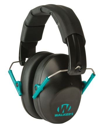 Walker's GWPFPM1BKTL Pro Low Profile Passive Muff 22 dB Over the Head Black/Teal Accent Polymer
