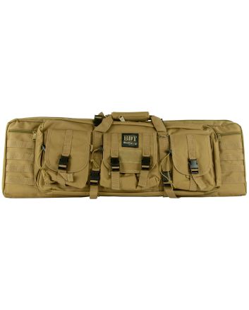 Bulldog BDT6037T BDT Tactical Double 37" Tan Nylon, 3 Accessory Pockets, Deluxe Padded Backstraps Lockable Zippers, Padded Internal Divider