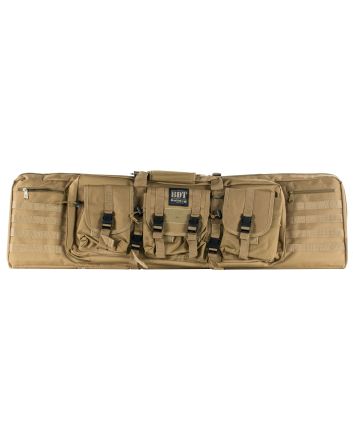 Bulldog BDT6043T BDT Tactical Double 43" Tan Nylon, 3 Accessory Pockets, Deluxe Padded Backstraps Lockable Zippers, Padded Internal Divider