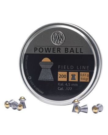 RWS/Umarex 2317414 Power Ball Field Line 177 Steel Lead Domed Pellet/ 200 Per Tin