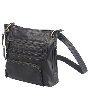 Bulldog BDP038 Cross Body Purse w/Holster Black Leather Most Sm Pistols &amp; Revolvers Ambidextrous Hand