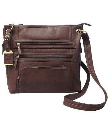 Bulldog BDP039 Cross Body Purse w/Holster Brown Leather Most Sm Pistols &amp; Revolvers Ambidextrous Hand