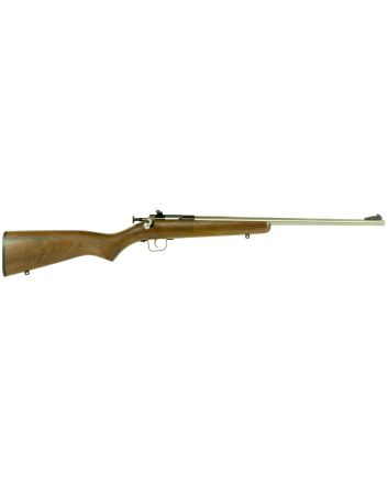 Crickett KSA3238 Youth22 LR 1rd 16.12" Stainless Steel Barrel, Fixed Front/Adjustable Rear Peep Sights, Walnut Stock w/11.5" LOP, Rebounding Firing Pin Safety