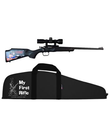 Crickett KSA2240BSC Youth Package 22 LR Caliber with 1rd Capacity, 16.12" Barrel, Blued Metal Finish &amp; Black Synthetic Stock Right Hand (Youth) Includes Scope &amp; Case
