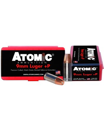 Atomic Ammunition 00454 Pistol Precision Craft 9mmLuger +P 124gr Bonded Match Hollow Point 20 Per Box/10 Case
