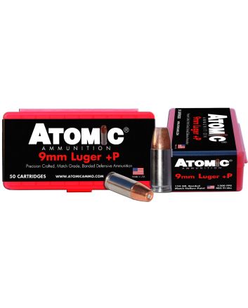 Atomic Ammunition 00409 Pistol Precision Craft 9mmLuger +P 124gr Bonded Match Hollow Point 50 Per Box/10 Case