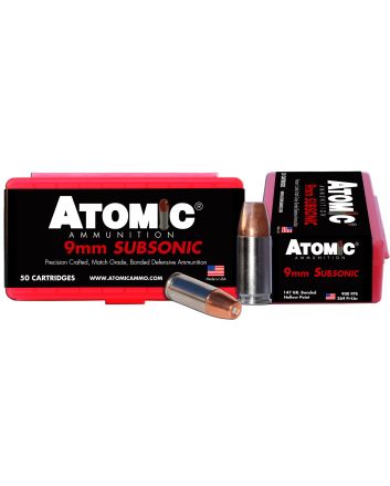 Atomic Ammunition 00438 Pistol Subsonic 9mmLuger 147gr Bonded Match Hollow Point 50 Per Box/10 Case