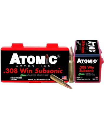 Atomic Ammunition 00430 Rifle Subsonic 308 Win 175 gr SubSonic 50 Per Box/ 10 Case