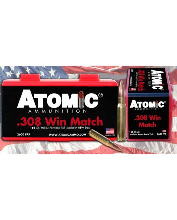 Atomic Ammunition 00460 Rifle Match 308Win 168gr Tipped MatchKing 20 Per Box/10 Case