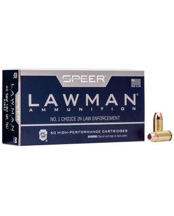 Speer 53652 Lawman40S&amp;W 180gr Total Metal Jacket 50 Per Box/20 Case