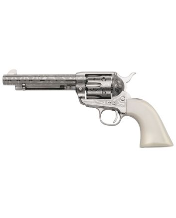 Taylors &amp; Company 200060 1873 Cattle Brand 357 Mag Caliber with 5.50"Barrel, 6rd Capacity Cylinder, Overall Nickel-Plated Engraved Finish Steel &amp; Ivory Synthetic Grip