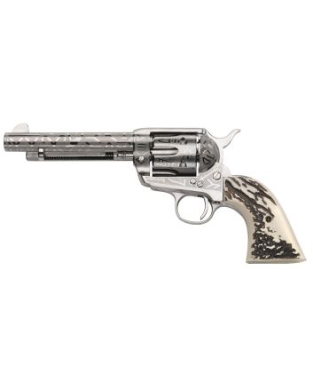 Taylors &amp; Company OG1407 1873 Cattle Brand 357 Mag 6rd 5.50" Nickel Engraved Imitation Stag Grip