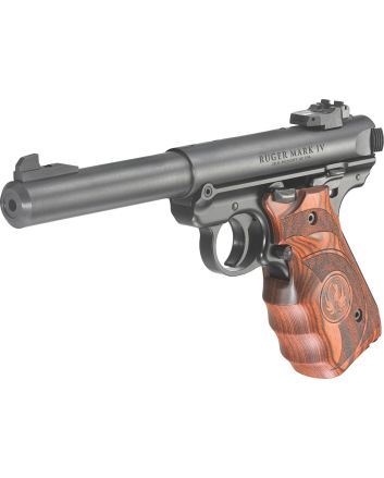 Ruger 40159 Mark IV Target 22 LR 10+1 5.50" Stainless Bull Barrel, Blued Steel Drilled &amp; Tapped Receiver, Target Laminate w/Finger Groove Grip, Right Hand