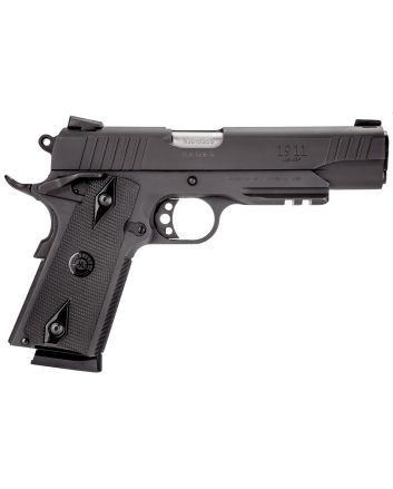Taurus 1191101B1 1911Full Size Frame 45 ACP 8+1 5" Matte Stainless Steel Barrel, Matte Black Serrated Steel Slide &amp; Frame w/Beavertail &amp; Picatinny Rail, Black Checkered Polymer Grip, Right Hand