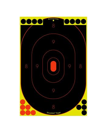 Birchwood Casey 34617 Shoot-N-C Reactive Target Self-Adhesive Paper Black/Yellow/Red 12"x18" Oval Silhouette 12 Pack