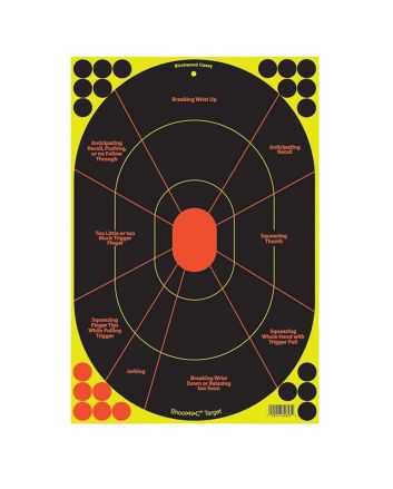 Birchwood Casey 34655 Shoot-N-C Reactive Target Self-Adhesive Paper Black/Yellow/Red 12"x18" Oval Silhouette 5 Pack