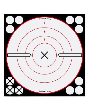 Birchwood Casey 34802 Shoot-N-C Reactive Target Self-Adhesive Paper Black/Red/White 8" Bullseye 6 Pack