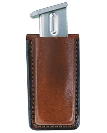 Bianchi 10734 Open Top Mag PouchSingle Tan Leather Belt Clip Compatible w/ 9mm/10mm/40/45 Belts 1.75" Wide