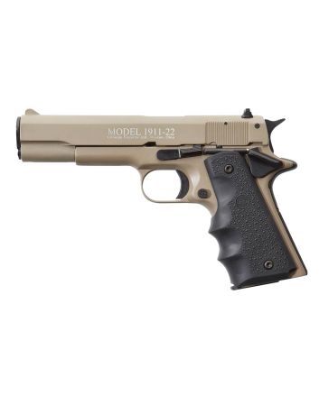 Chiappa Firearms 401120 1911-2222 LR 10+1, 5" Black Steel Barrel, Tan Serrated Slide, Tan Aluminum Frame w/Beavertail, Black Hogue Rubber Finger Grooved Grip, Manual Thumb Safety, Right Hand
