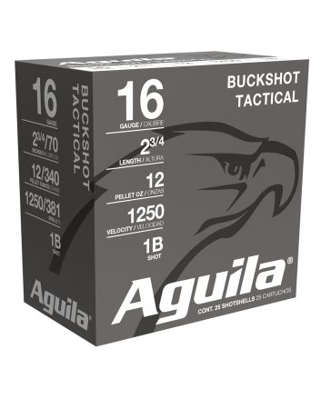 Aguila 1C1601BA Buckshot High Velocity 16Gauge 2.75" 1 1/8oz 1Buck Shot 25 Per Box/10 Case