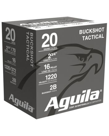 Aguila 1C2002BA Buckshot High Velocity 20Gauge 2.75" 1oz 2Buck Shot 25 Per Box/10 Case